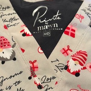 Xmas Gnomes scrub top